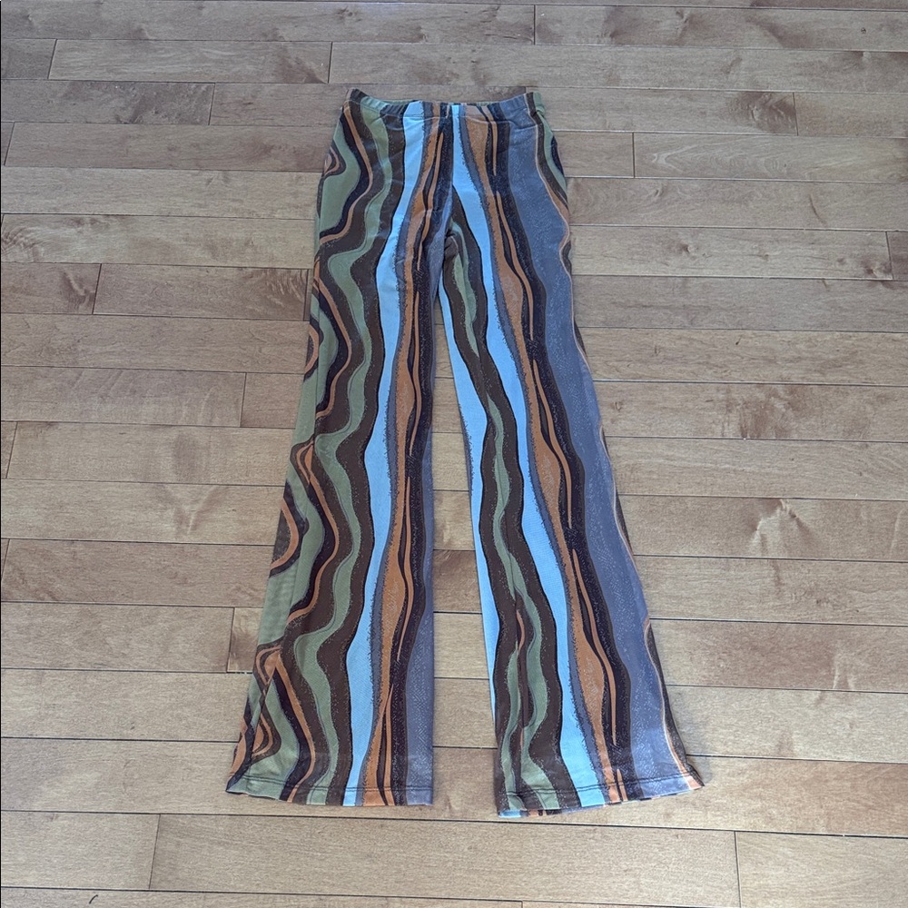 Motel Rocks Earthy Tones Patterned Mesh Pants XS NWOT